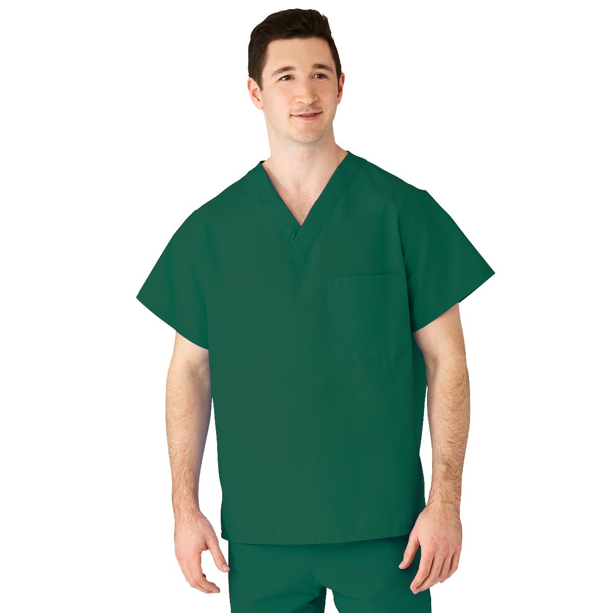 AngelStat Unisex Reversible V-Neck Scrub Top with 2 Pockets, Emerald, Size L, Angelica Color Code, 1 EA (610NJTL-CA) Each