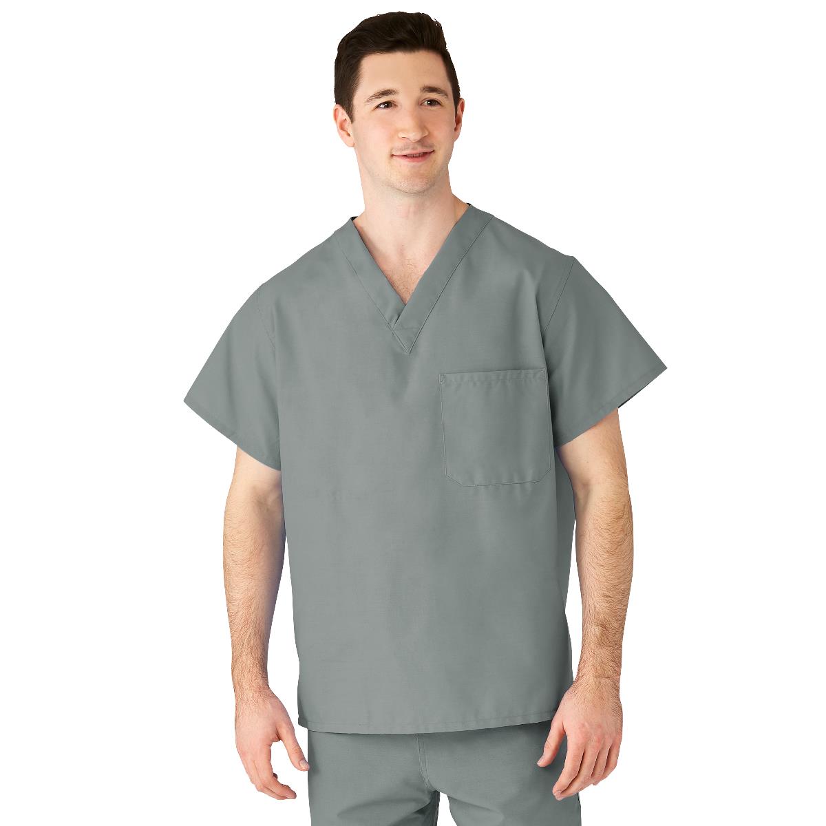 AngelStat Unisex Reversible V-Neck Scrub Top with 2 Pockets, Misty, Size M, Color Code, 1 EA (M610NTZM-CM) Each