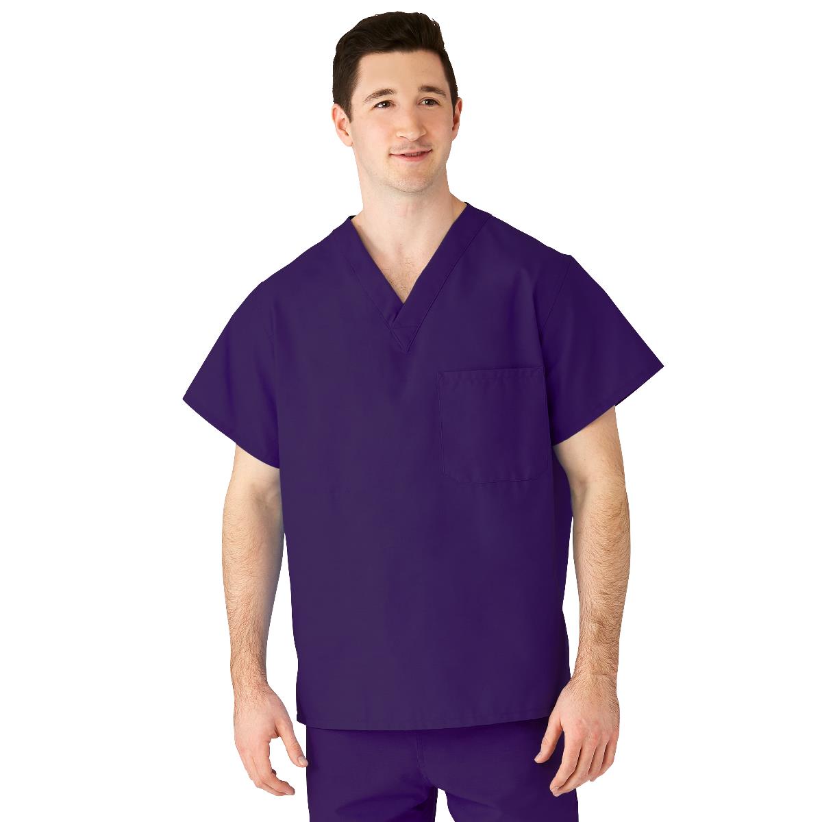 AngelStat Unisex Reversible V-Neck Scrub Top with 2 Pockets, Regal Purple, Size 2XL, Angelica Color Code, 1 EA (610NRPXXL-CA) Each