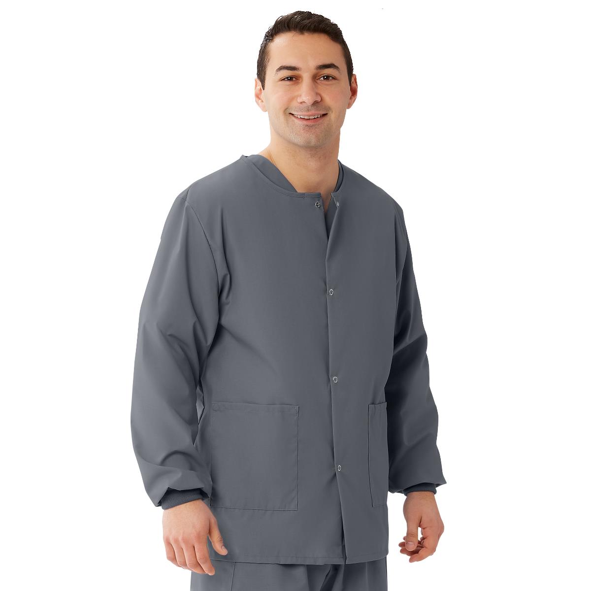 AngelStat Unisex Snap-Front Warm-Up Scrub Jacket, Charcoal, Size 3XL, 1 EA (849NCCXXXL) Each