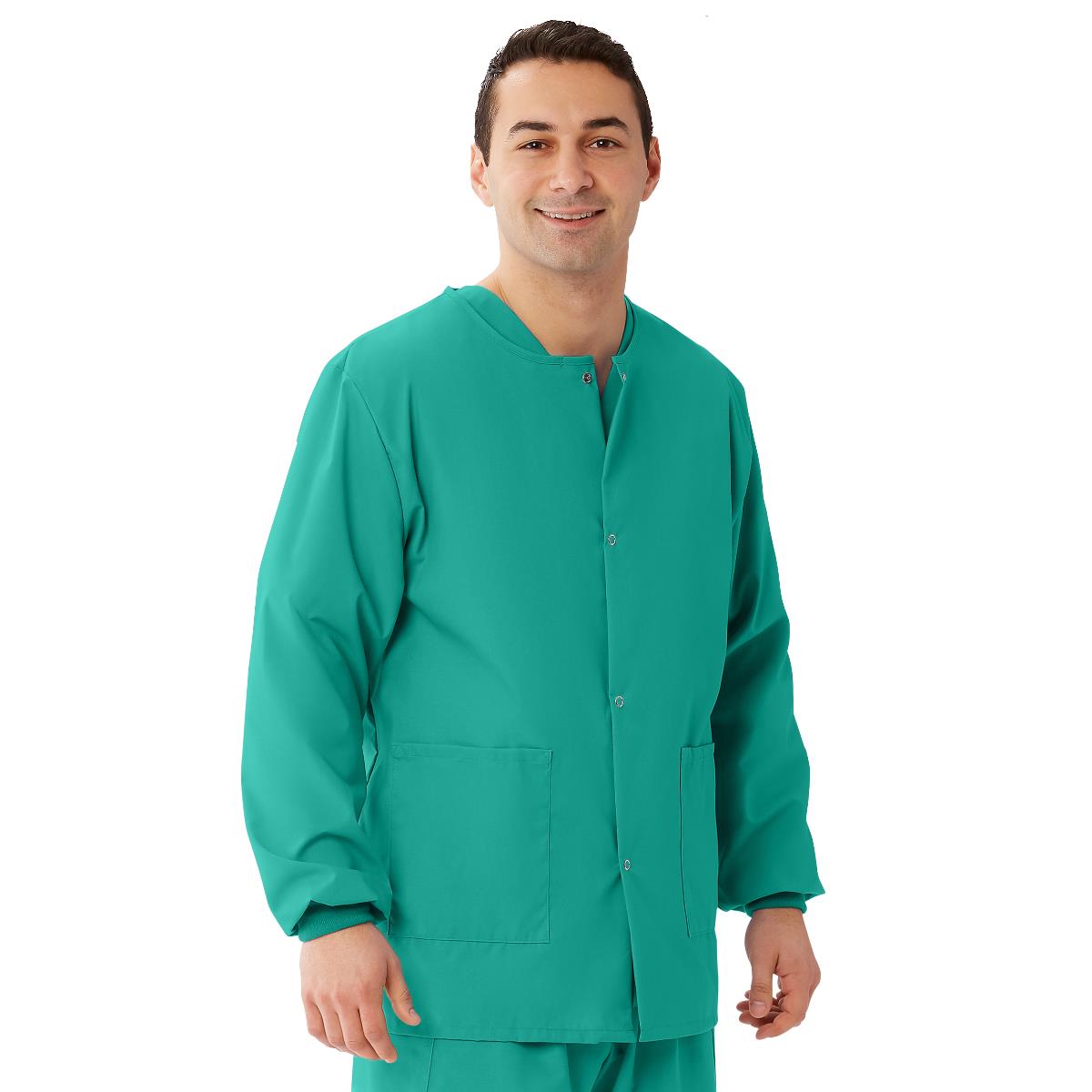 AngelStat Unisex Snap-Front Warm-Up Scrub Jacket, Jade, Size 3XL, 1 EA (849NTJXXXL) Each