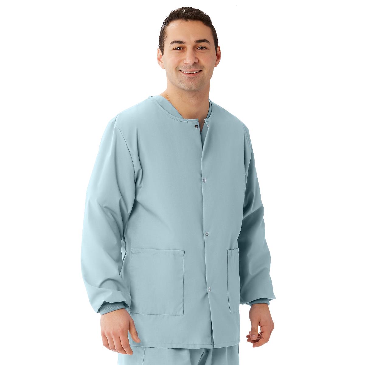 AngelStat Unisex Snap-Front Warm-Up Scrub Jacket, Misty, Size 3 XL, 1 EA (849NTZXXXL) Each