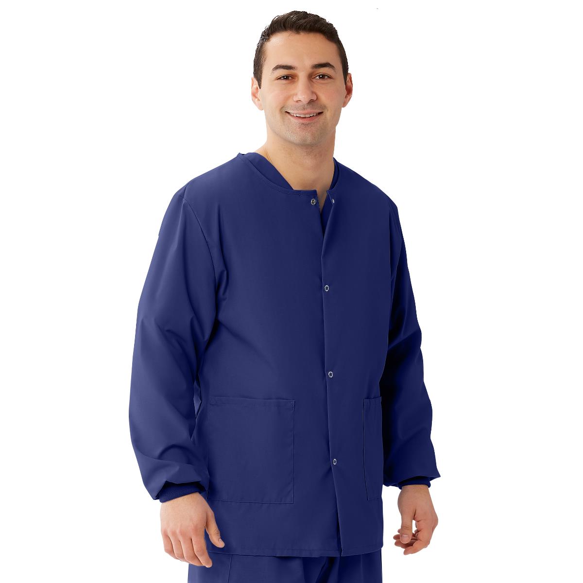 AngelStat Unisex Snap-Front Warm-Up Scrub Jacket, Navy, Size XS, 1 EA (849NNTXS) Each