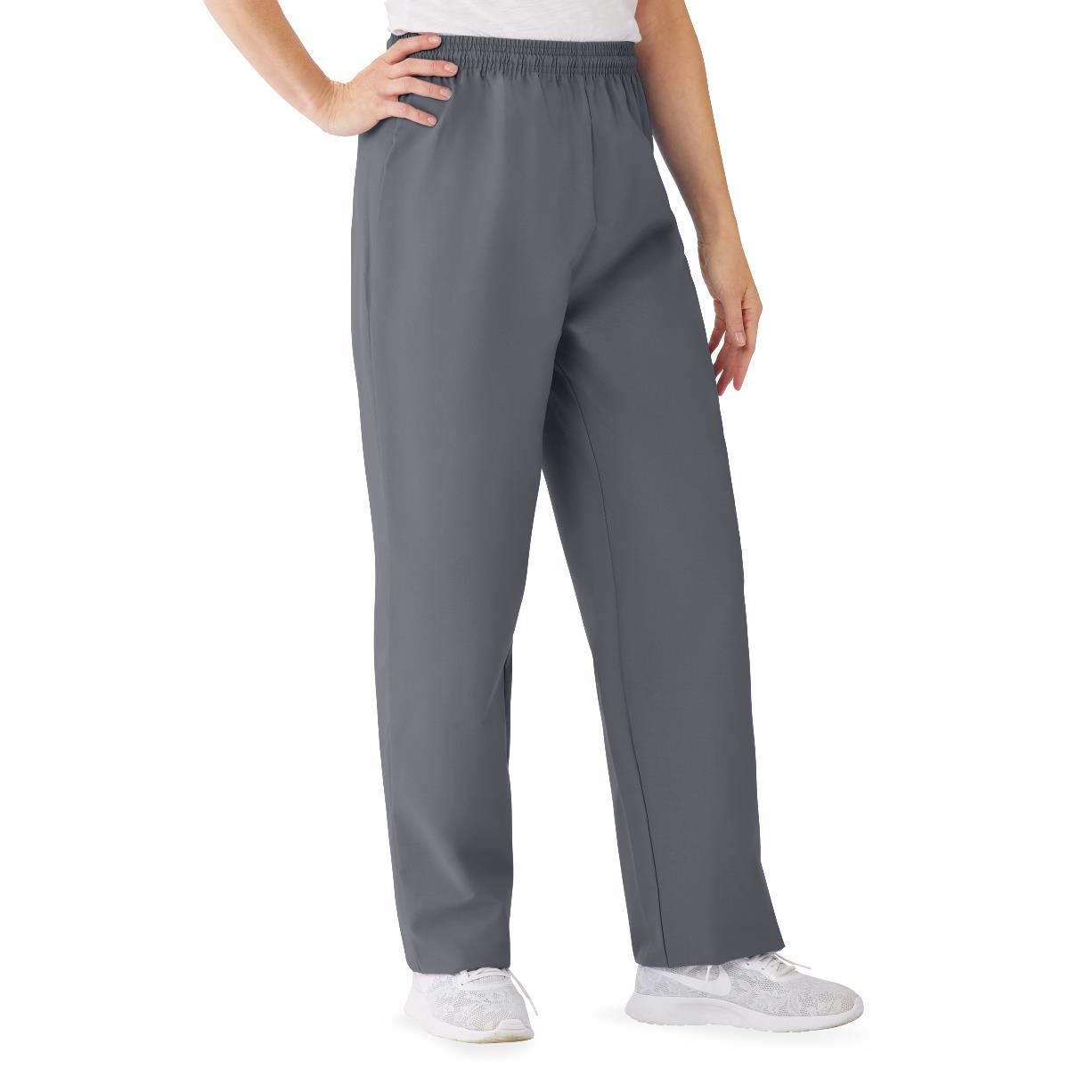 AngelStat Women's Elastic Waist Scrub Pants with Drawstring, Size 2XL, Charcoal, 1 EA (854NCCXXL) Each