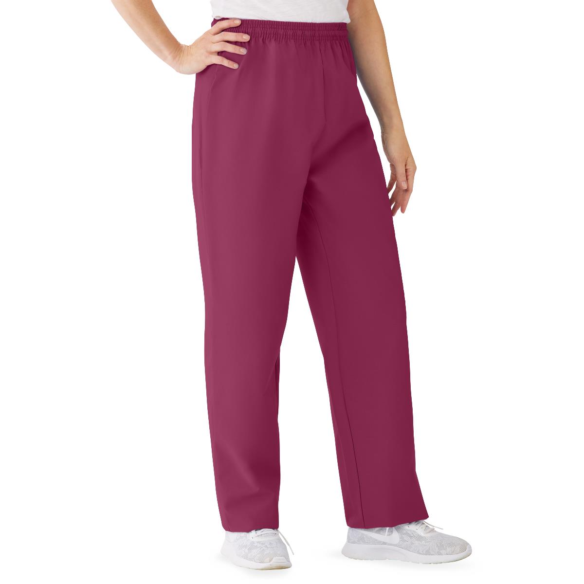 AngelStat Women's Elastic Waist Scrub Pants with Drawstring, Size 3XL, Raspberry, 1 EA (854NTRXXXL) Each