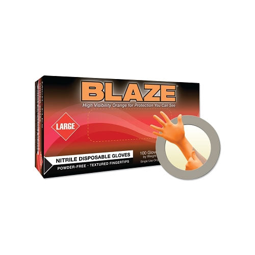 Ansell Blaze N48 Nitrile Exam Gloves, Beaded Cuff, Unlined, X-Large, Orange, 5 mil (748-N484) 1 Box