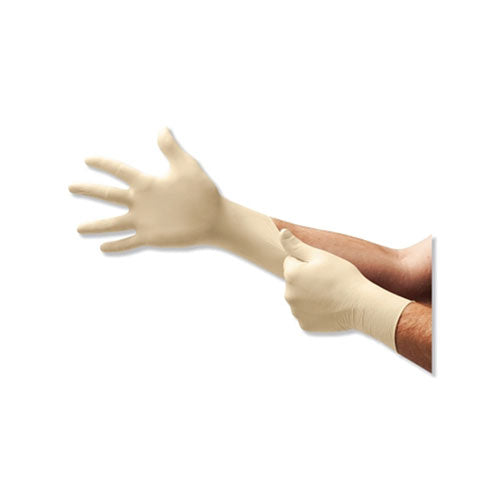 Ansell Diamond Grip MF-300 Latex Powder-Free Disposable Gloves, 6.3 mil Palm/7.9 mil Finger, Medium, Natural (748-MF-300-M) 1 Box