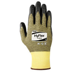 Ansell HyFlex 11-510 Nitrile Palm Coated Gloves, Size 8, Yellow/Black (012-11-510-8) 12 Pairs