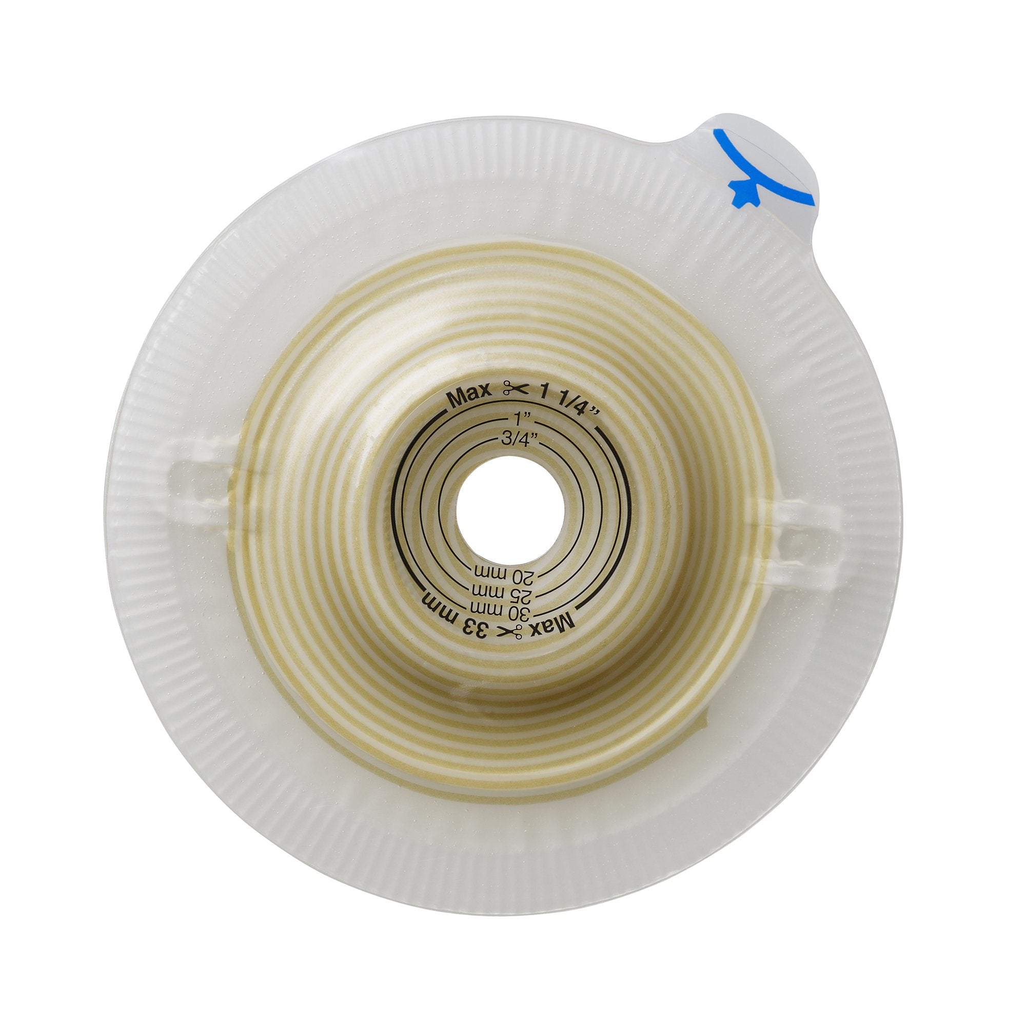 Assura Ostomy Barrier Trim to Fit, Extra Extended Wear Spiral Adhesive 60 mm Flange Blue Code System Synthetic Resin 5/8 to 1-11/16 Inch Opening (478784_BX) 5/BX