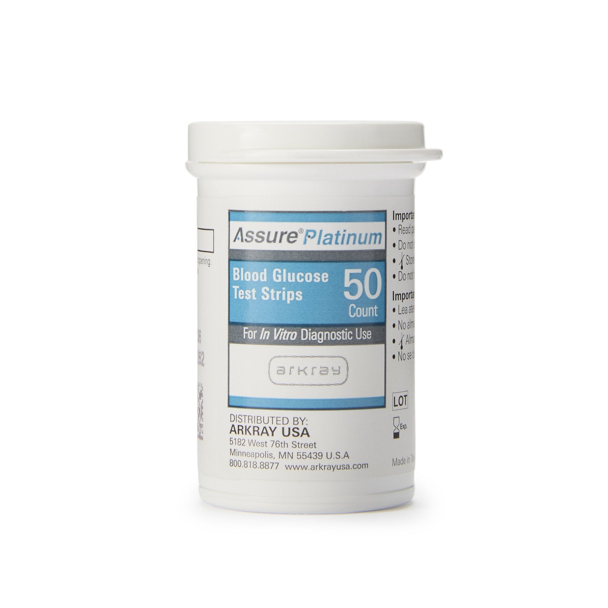Assure Platinum Blood Glucose Test Strips 50 Strips per Pack (718282_CS) 600/CS