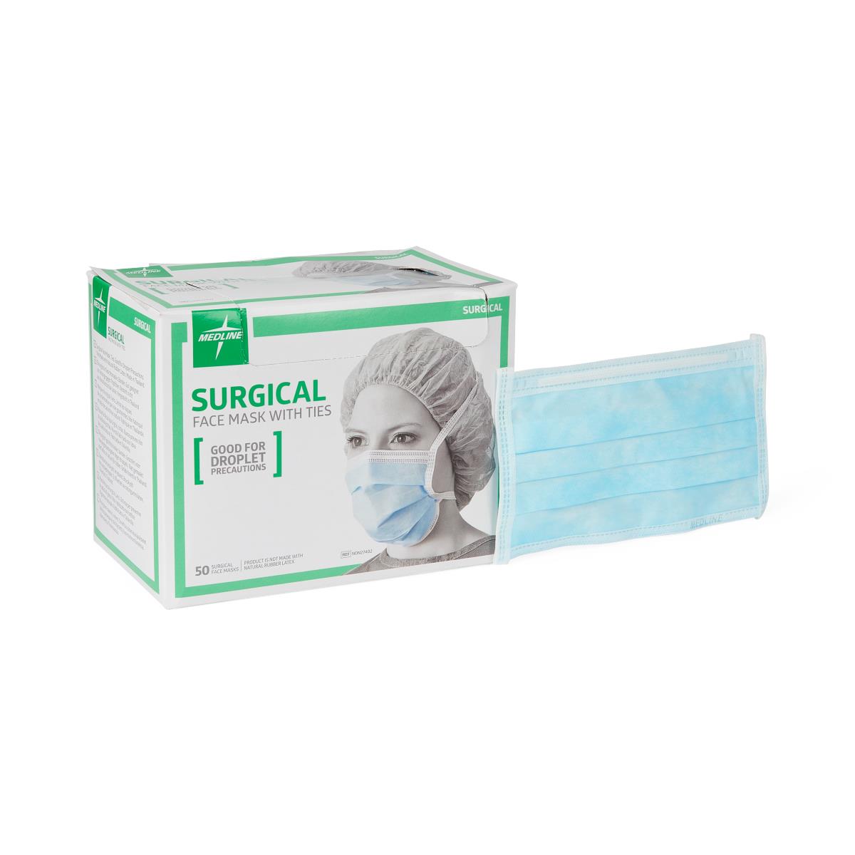 ASTM Level 1 Surgical Face Mask with Ties, Blue, 300/CS  (NON27402) Case of 300