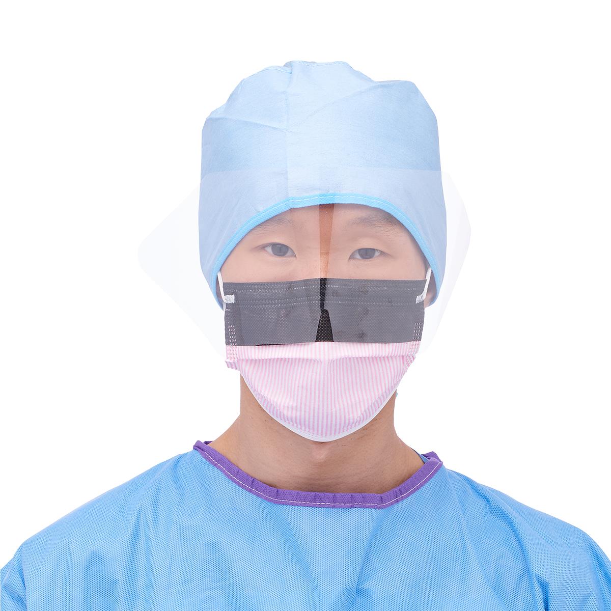 ASTM Level 3 Procedural Face Mask with Eye Shield and Ear Loops, Anti-Fog Foam, Anti-Glare Strip, Pink, 25/BX (NON27710ELZ) Box of 25