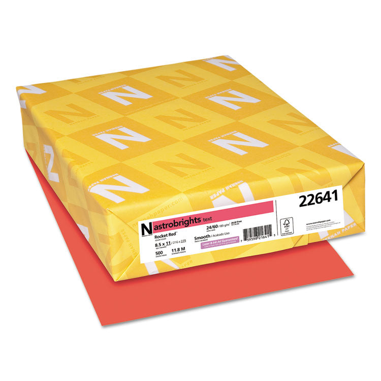 Astrobrights Color Paper, 24 lb Bond Weight, 8.5 x 11, Rocket Red, 500/Ream (WAU22641) 1 Ream