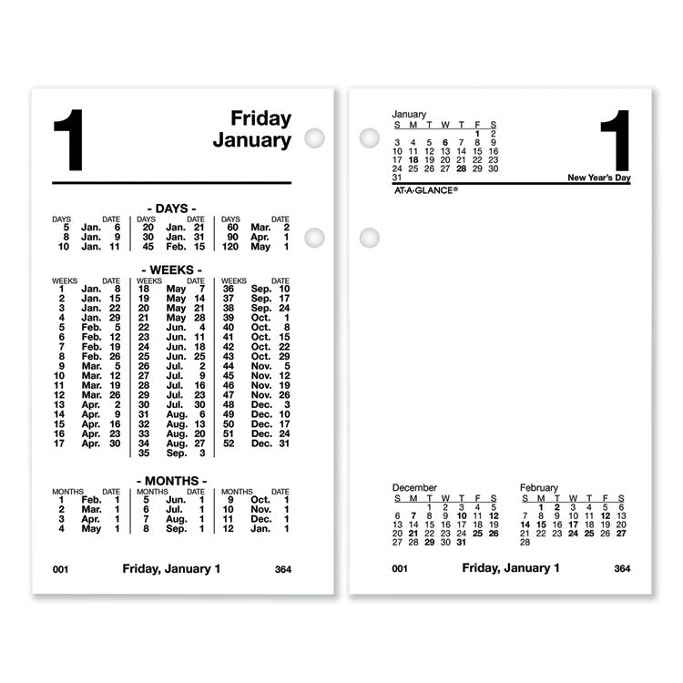 AT-A-GLANCE Financial Desk Calendar Refill, 3.5 x 6, White Sheets, 12-Month (Jan to Dec): 2026 (AAGS17050) Each