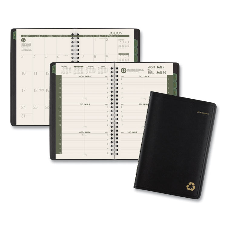 AT-A-GLANCE Recycled Weekly Block Format Appointment Book, 8.5 x 5.5, Black Cover, 12-Month (Jan to Dec): 2026 (AAG70100G05) Each