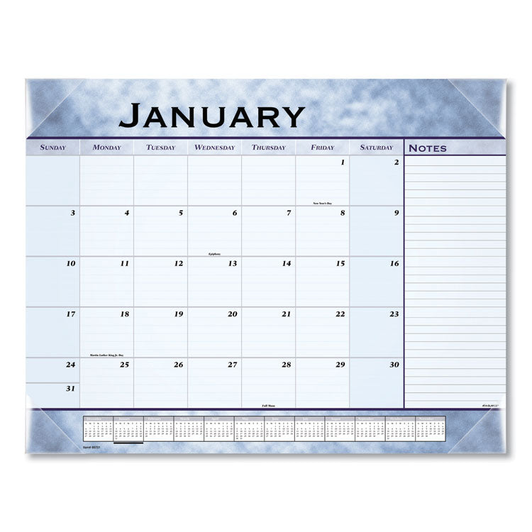 AT-A-GLANCE Slate Blue Desk Pad, 22 x 17, Blue Sheets, Clear Corners, 12-Month (Jan to Dec): 2026 (AAG89701) Each