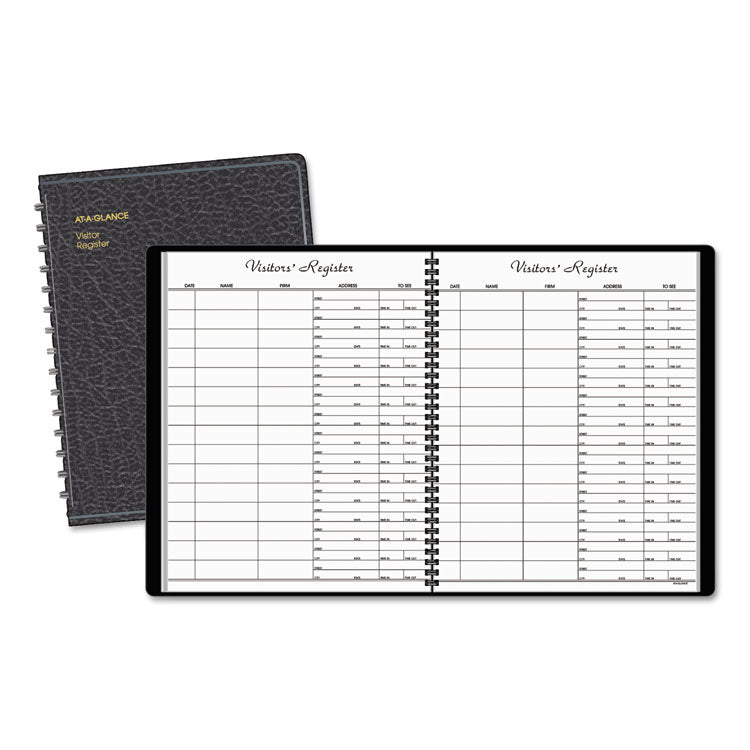 AT-A-GLANCE Visitor Register Book, Black Cover, 10.88 x 8.38 Sheets, 60 Sheets/Book (AAG8058005) Each