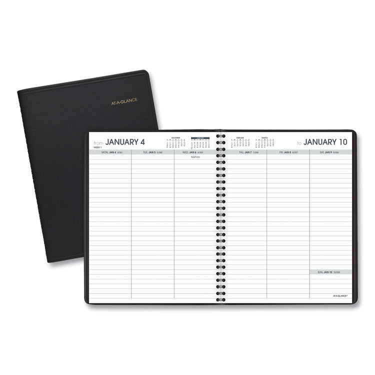 AT-A-GLANCE Weekly Planner Ruled for Open Scheduling, 8.75 x 6.75, Black Cover, 12-Month (Jan to Dec): 2026 (AAG7085505) Each