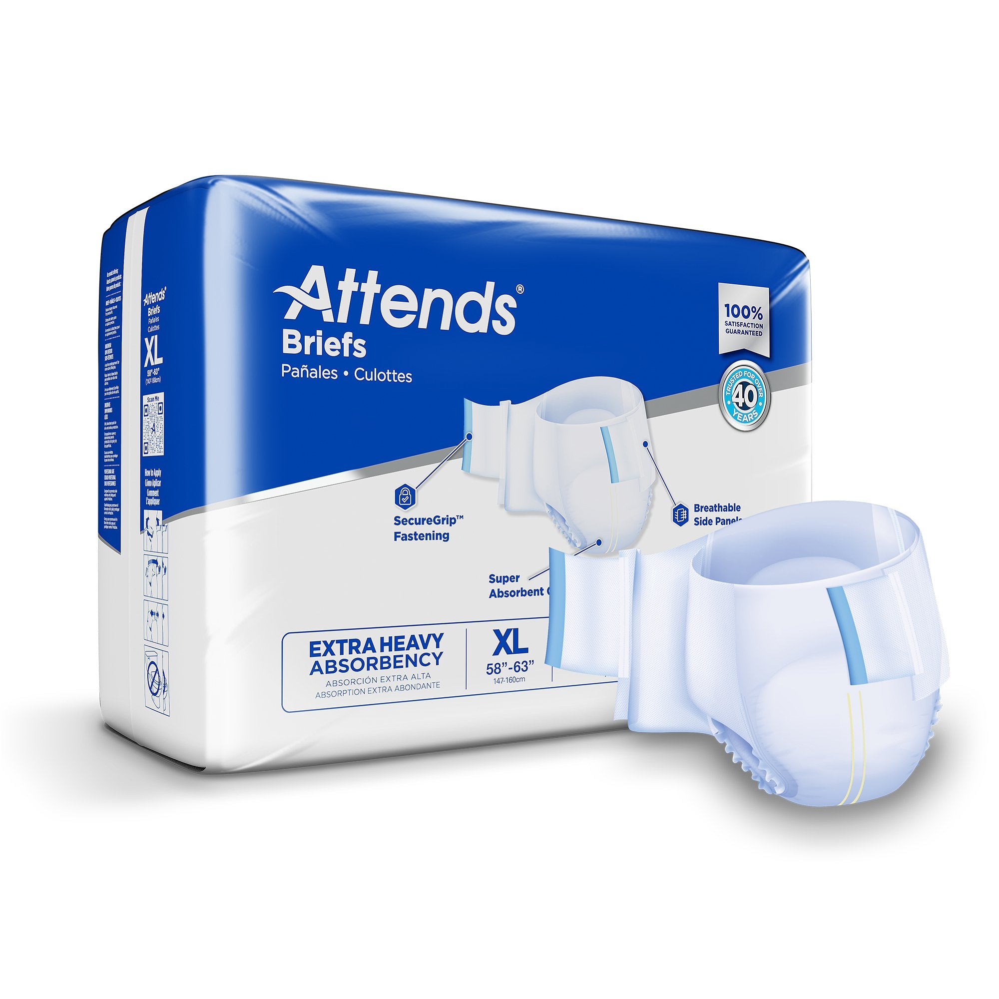 Attends Care Advanced Unisex Adult Incontinence Brief X-Large Disposable Heavy Absorbency (1247854_CS) 100/CS