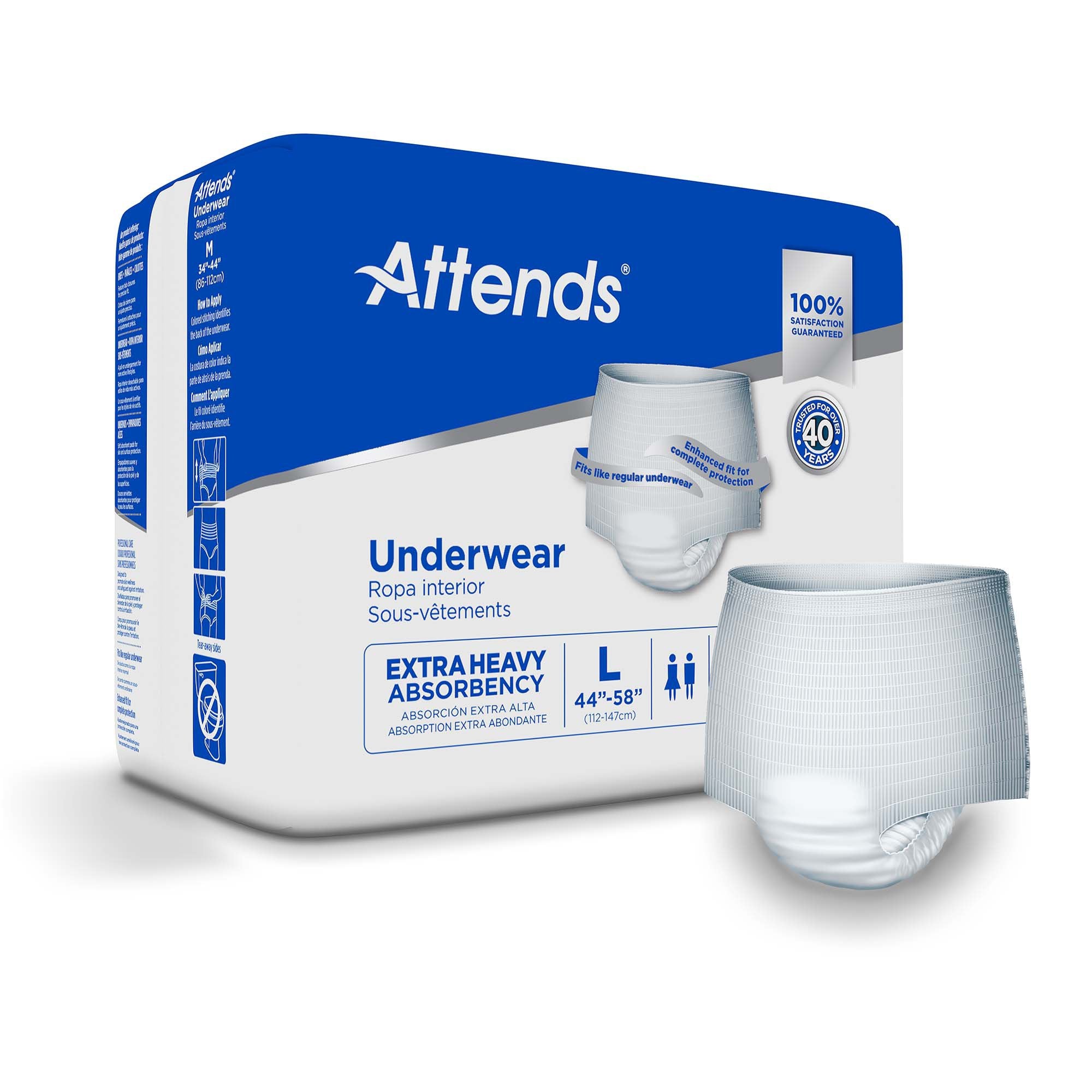 Attends Care Unisex Adult Absorbent Underwear Pull On with Tear Away Seams Large Disposable Heavy Absorbency (771657_CS) 72/CS