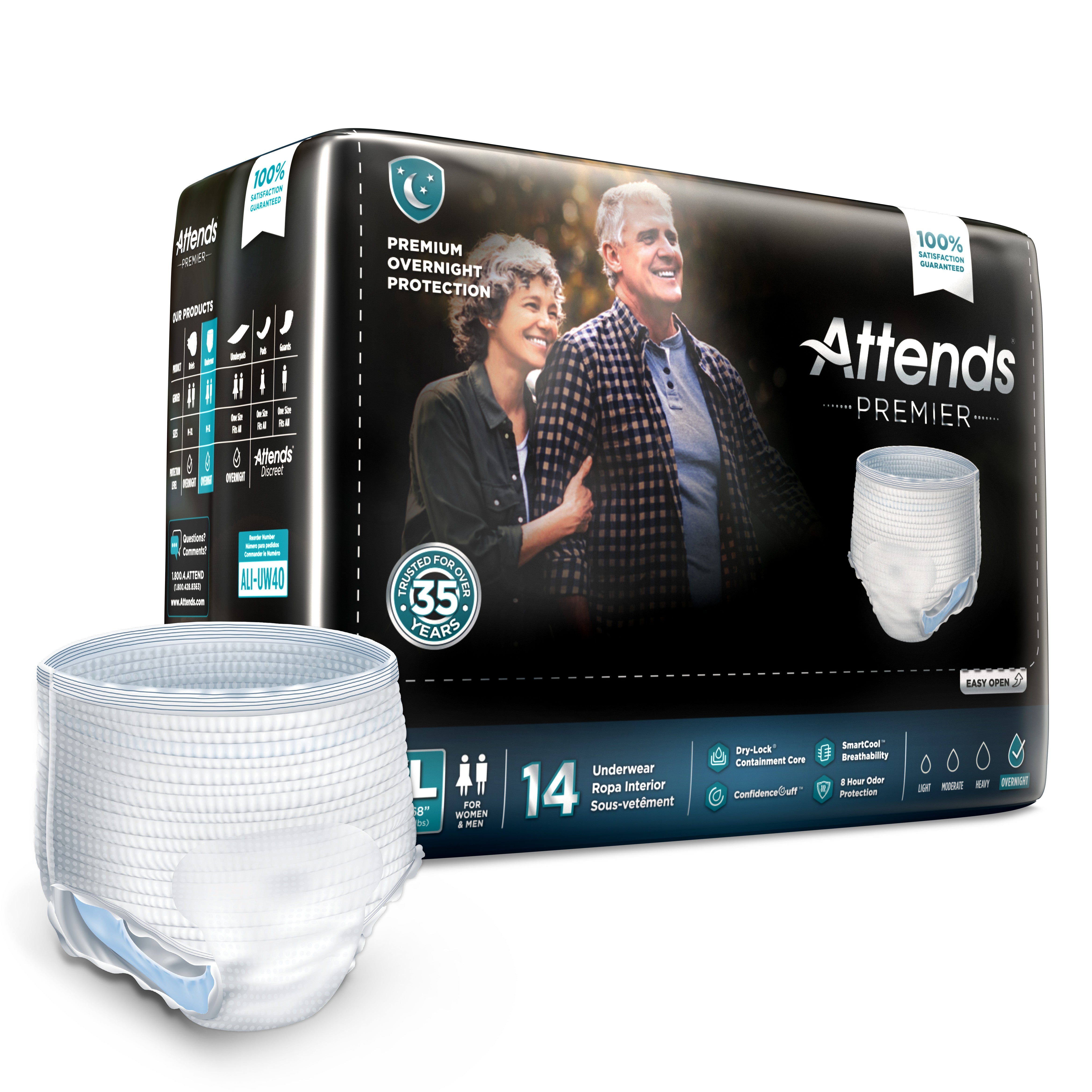 Attends Premier Unisex Adult Absorbent Underwear Pull On with Tear Away Seams X-Large Disposable Heavy Absorbency (1128078_CS) 56/CS
