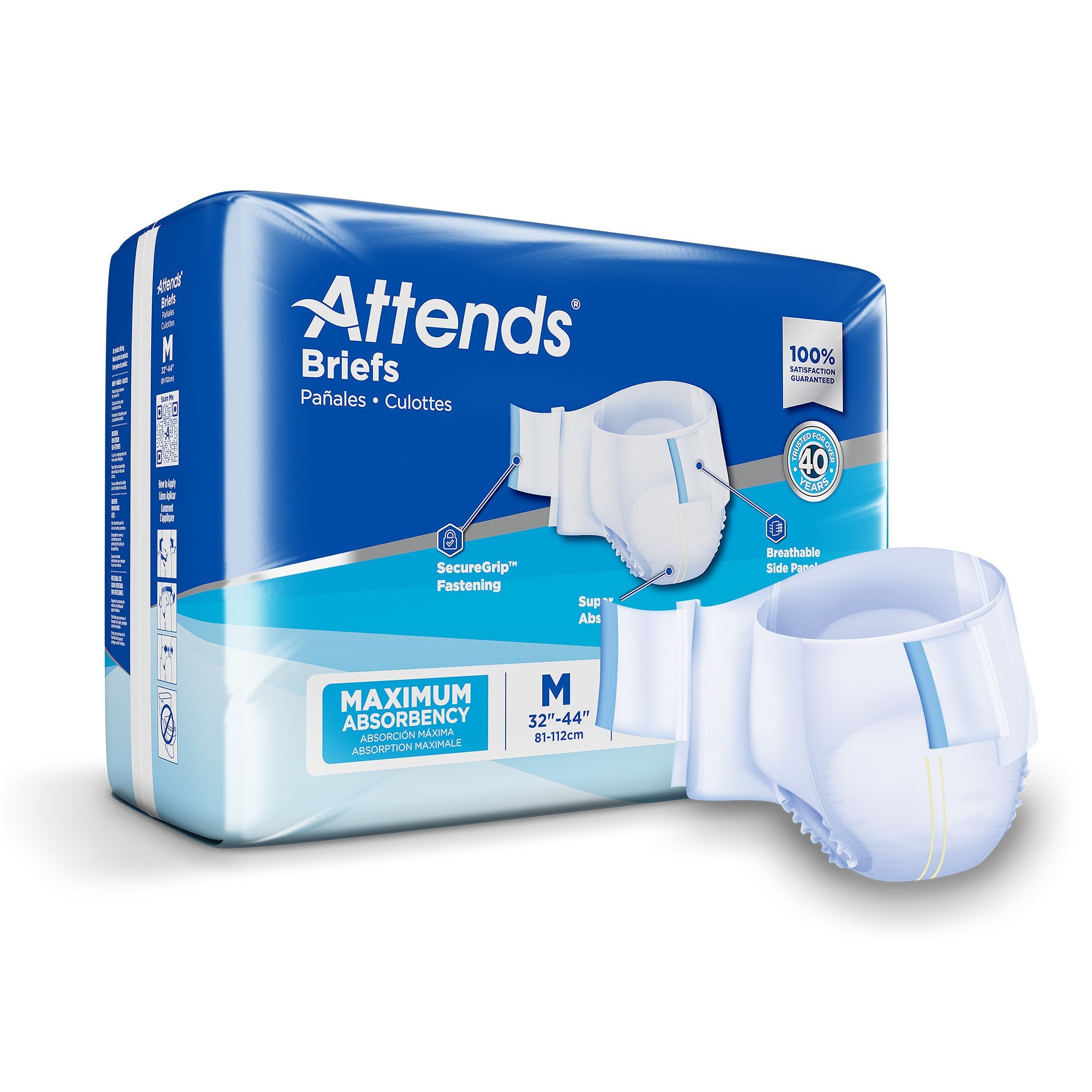 Attends Unisex Incontinence Brief Medium Disposable Heavy Absorbency (955303_CS) 96/CS
