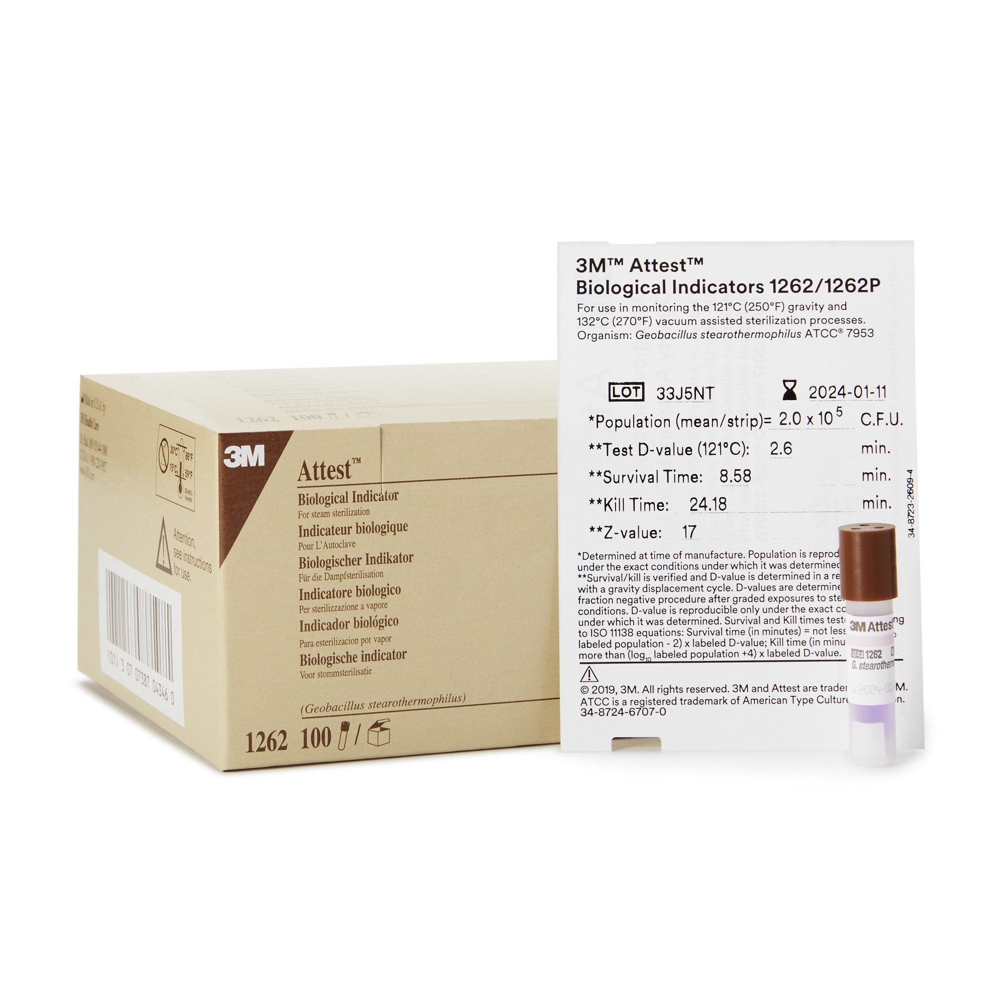 Attest Sterilization Biological Indicator Vial Steam (134484_BX) 100/BX