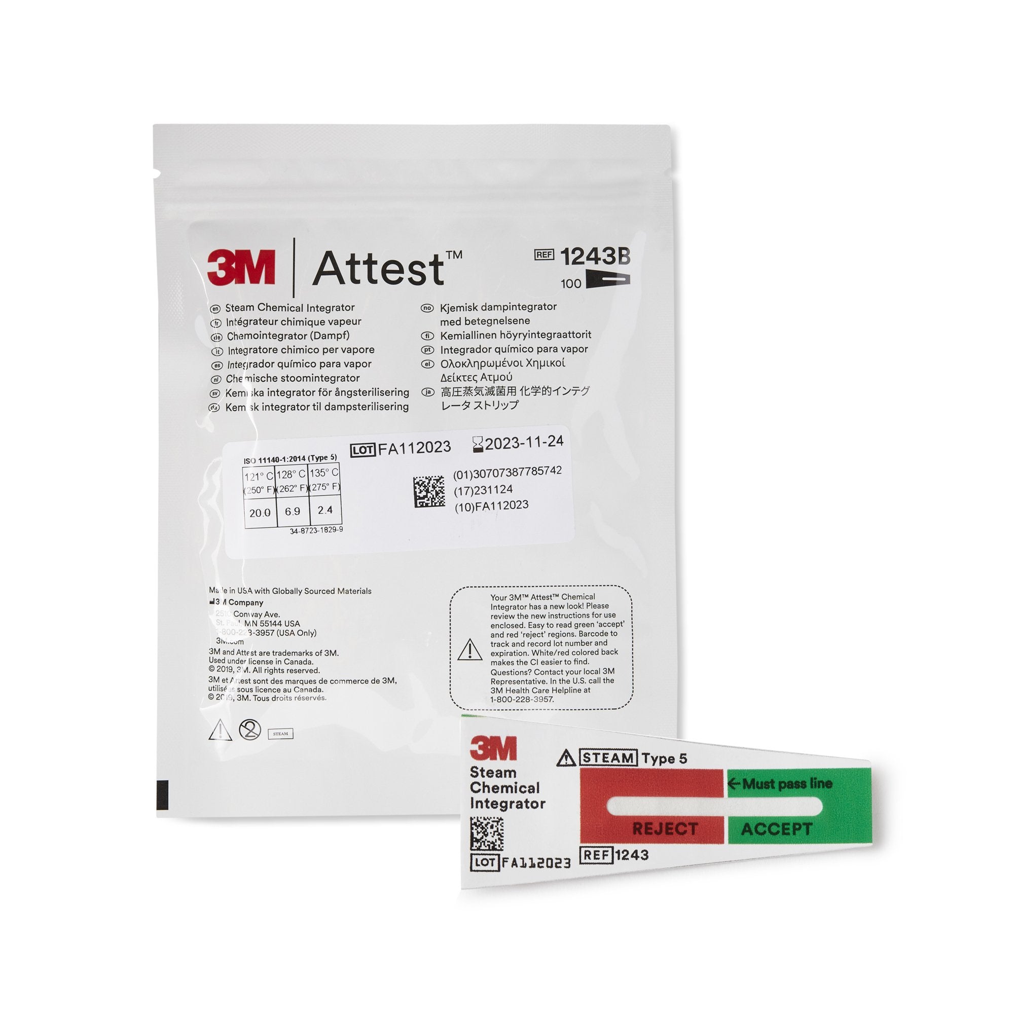 Attest Sterilization Chemical Integrator Strip Steam 2 Inch Length (365492_CS) 1000/CS