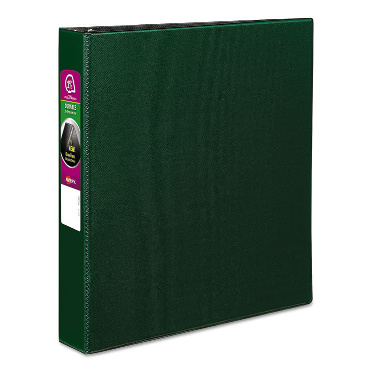 Avery Durable Non-View Binder with DuraHinge and Slant Rings, 3 Rings, 1.5" Capacity, 11 x 8.5, Green (AVE27353) Each