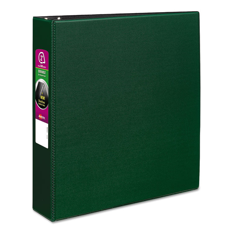 Avery Durable Non-View Binder with DuraHinge and Slant Rings, 3 Rings, 2" Capacity, 11 x 8.5, Green (AVE27553) Each