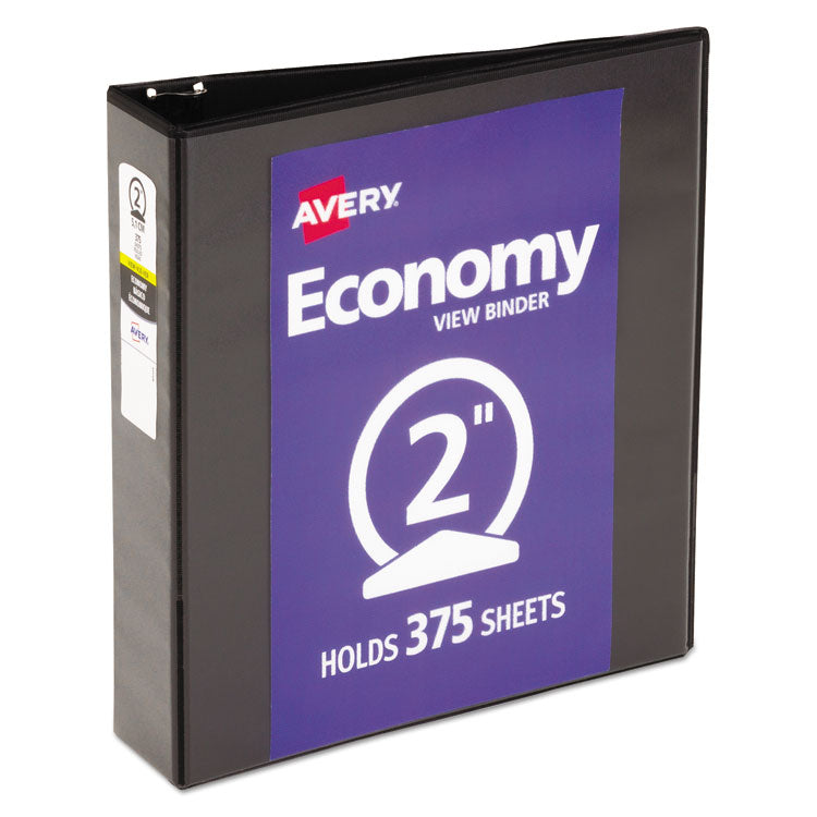 Avery Economy View Binder with Round Rings , 3 Rings, 2" Capacity, 11 x 8.5, Black, (5730) (AVE05730) Each