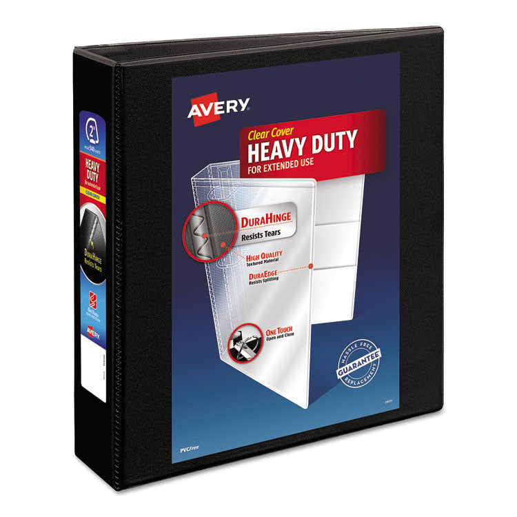 Avery Heavy-Duty Non Stick View Binder with DuraHinge and Slant Rings, 3 Rings, 2" Capacity, 11 x 8.5, Black, (5500) (AVE05500) Each
