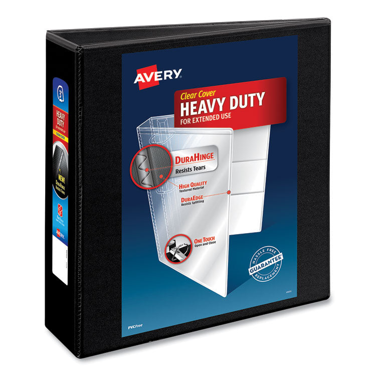 Avery Heavy-Duty Non Stick View Binder with DuraHinge and Slant Rings, 3 Rings, 3" Capacity, 11 x 8.5, Black, (5600) (AVE05600) Each
