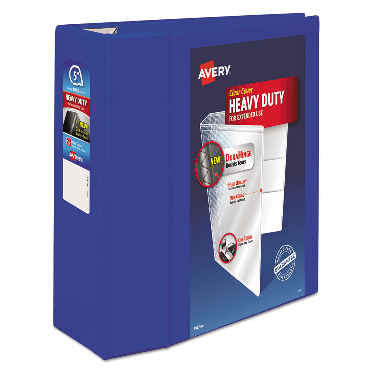Avery Heavy-Duty View Binder with DuraHinge and Locking One Touch EZD Rings, 3 Rings, 5" Capacity, 11 x 8.5, Pacific Blue (AVE79817) Each