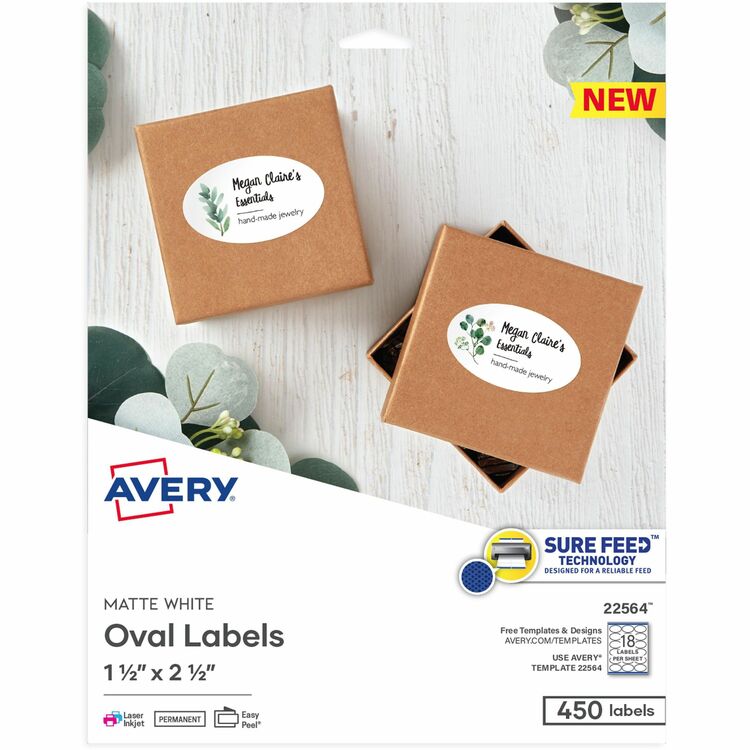 Avery® Easy Peel Oval Labels - 450 / Pack (AVE22564) Pack of 450