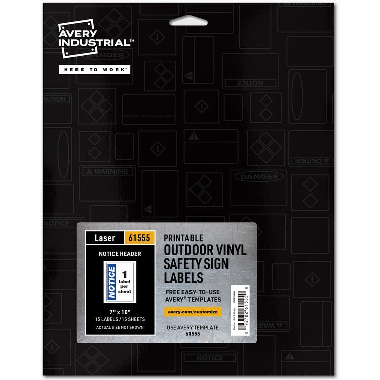 Avery® NOTICE Header Self-Adhesive Outdoor Sign, 15 Total Sheets (AVE61555) Each