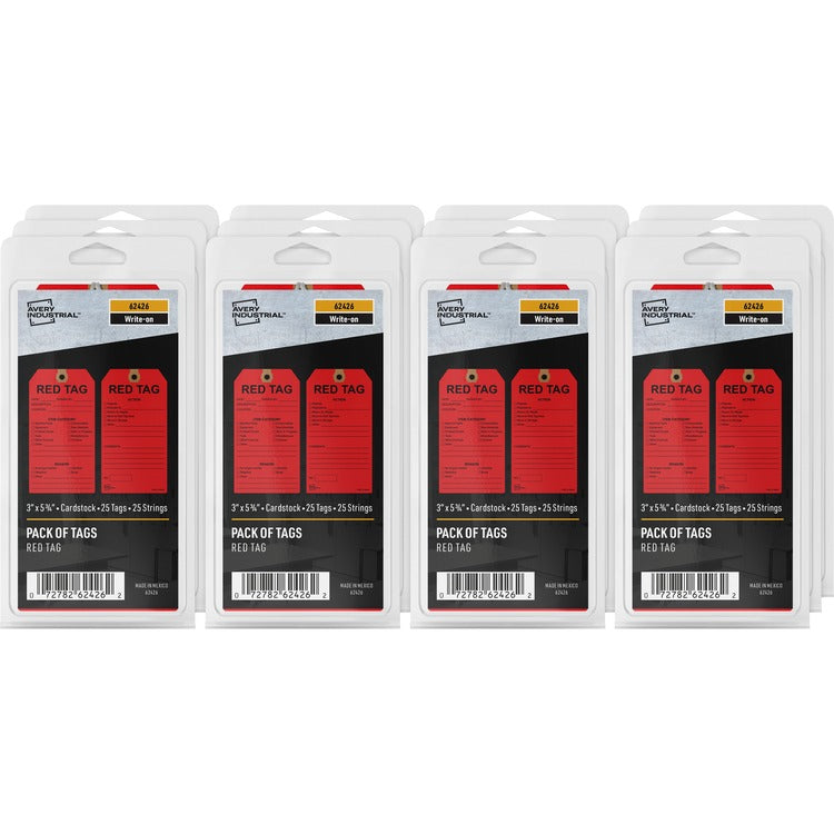 Avery® Preprinted RED TAG 5S Hang Tags - 5.75" Length x 3" Width - 25 / Pack - Card Stock - Red (AVE62426) Each