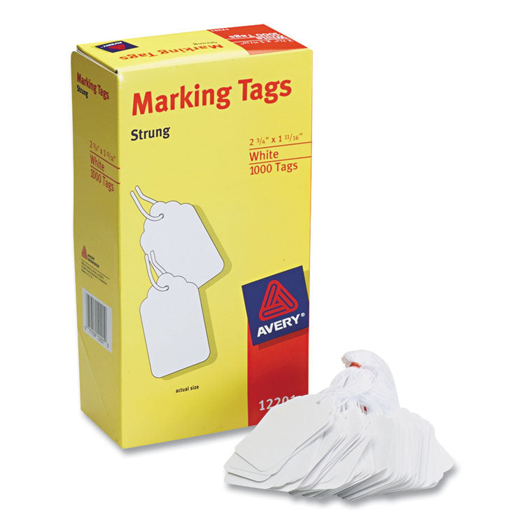 Avery Medium-Weight White Marking Tags, 2.75 x 1.69, 1,000/Box (AVE12201) Box of 1000