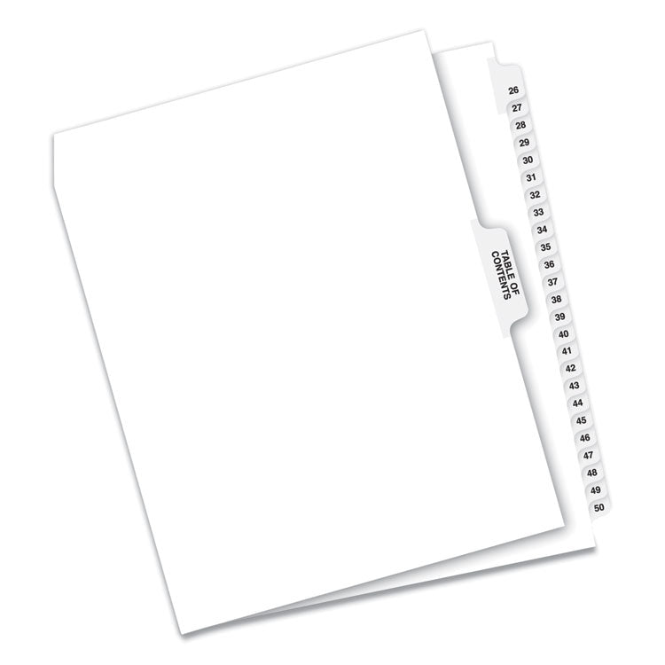 Avery Preprinted Legal Exhibit Side Tab Index Dividers, Avery Style, 26-Tab, 26 to 50, 11 x 8.5, White, 1 Set (AVE11372) Set of 26