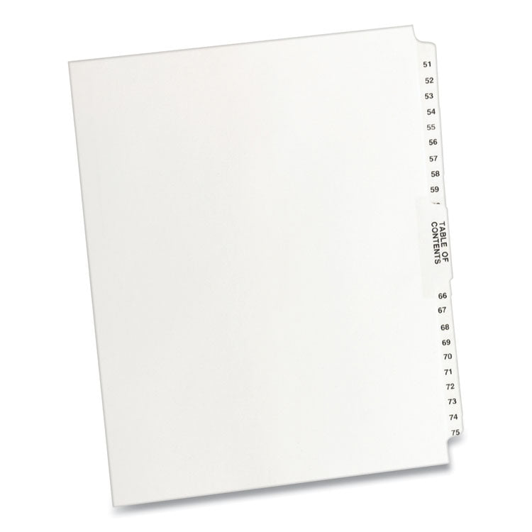 Avery Preprinted Legal Exhibit Side Tab Index Dividers, Avery Style, 26-Tab, 51 to 75, 11 x 8.5, White, 1 Set (AVE11396) Set of 26