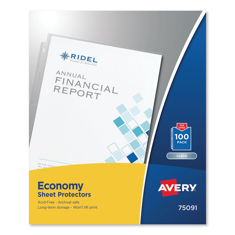 Avery Top-Load Sheet Protector, Economy Gauge, Letter, Clear, 100/Box (AVE75091) 1 Case of 100