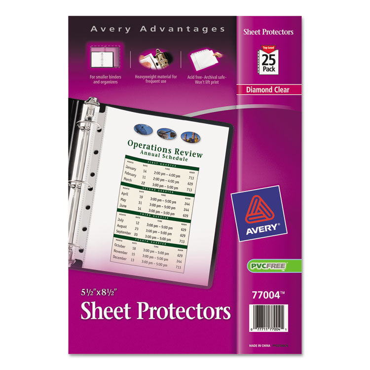 Avery Top Load Sheet Protector, Heavyweight, 8.5 x 5.5, Clear, 25/Pack (AVE77004) Pack of 25