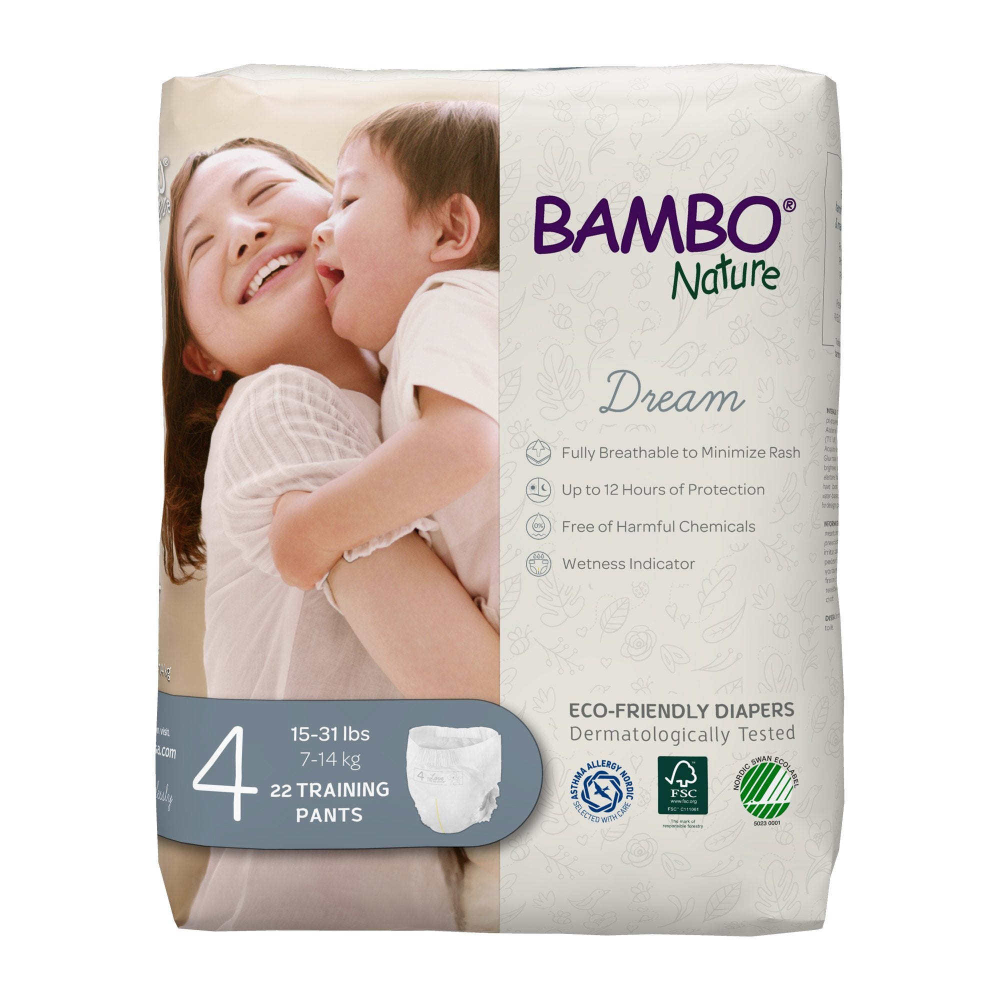 Bambo Nature Dream Unisex Toddler Training Pants Pull On with Tear Away Seams Size 4 Disposable Heavy Absorbency (1191024_CS) 110/CS