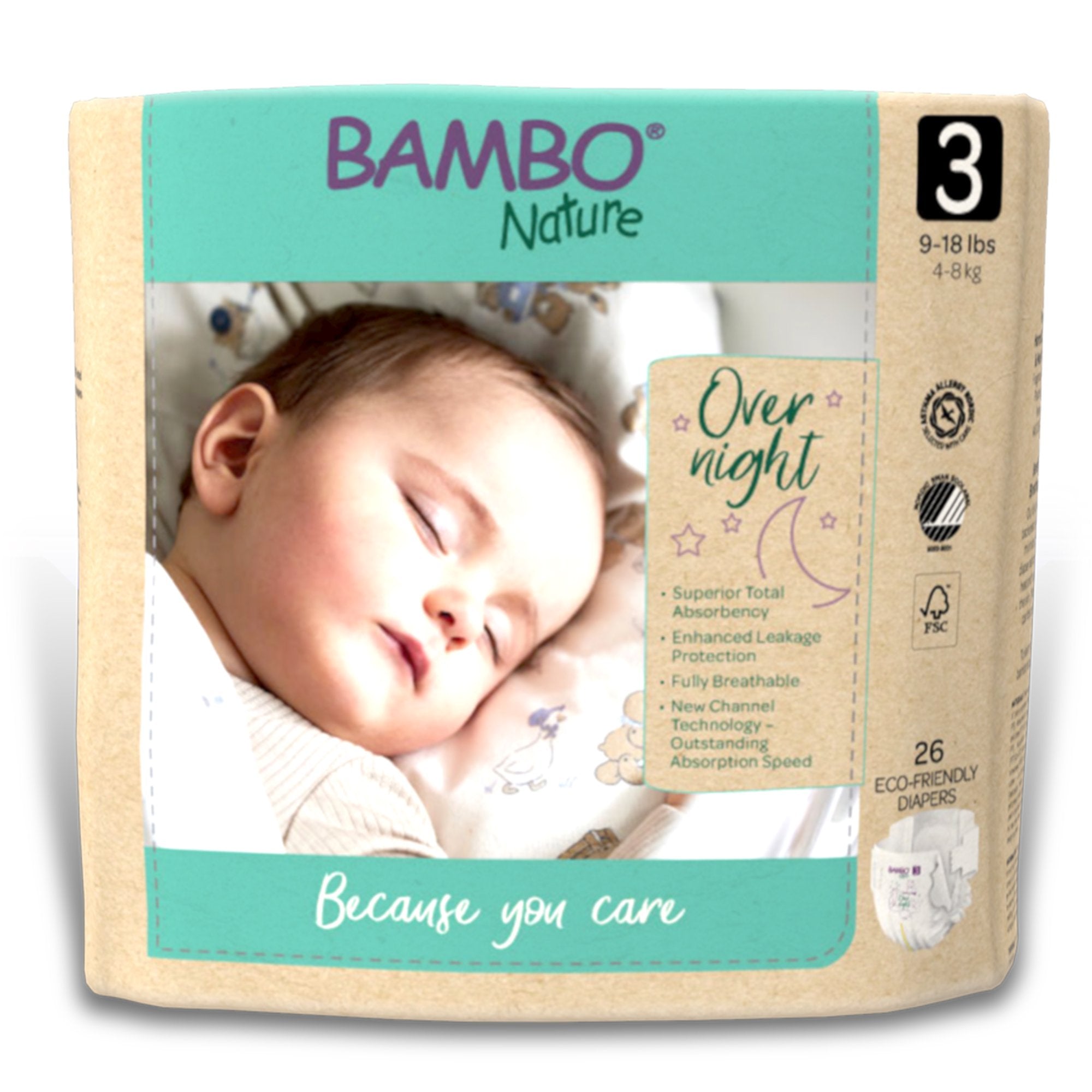 Bambo Nature Unisex Baby Diaper Size 3 Disposable Heavy Absorbency (1199191_PK) 26/PK