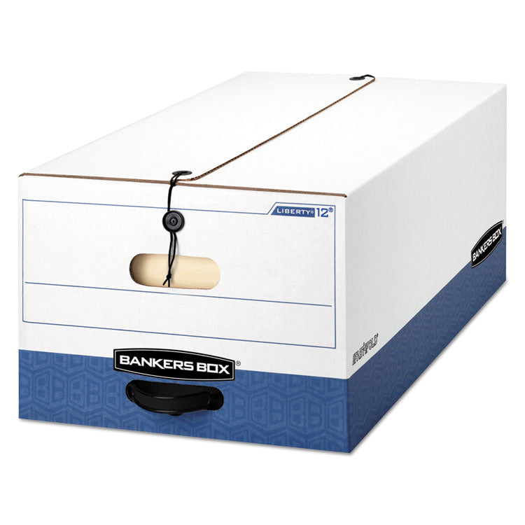 Bankers Box LIBERTY Heavy-Duty Strength Storage Boxes, Legal Files, 15.25" x 24.13" x 10.75", White/Blue, 4/Carton (FEL0001203) Carton of 4 Boxes