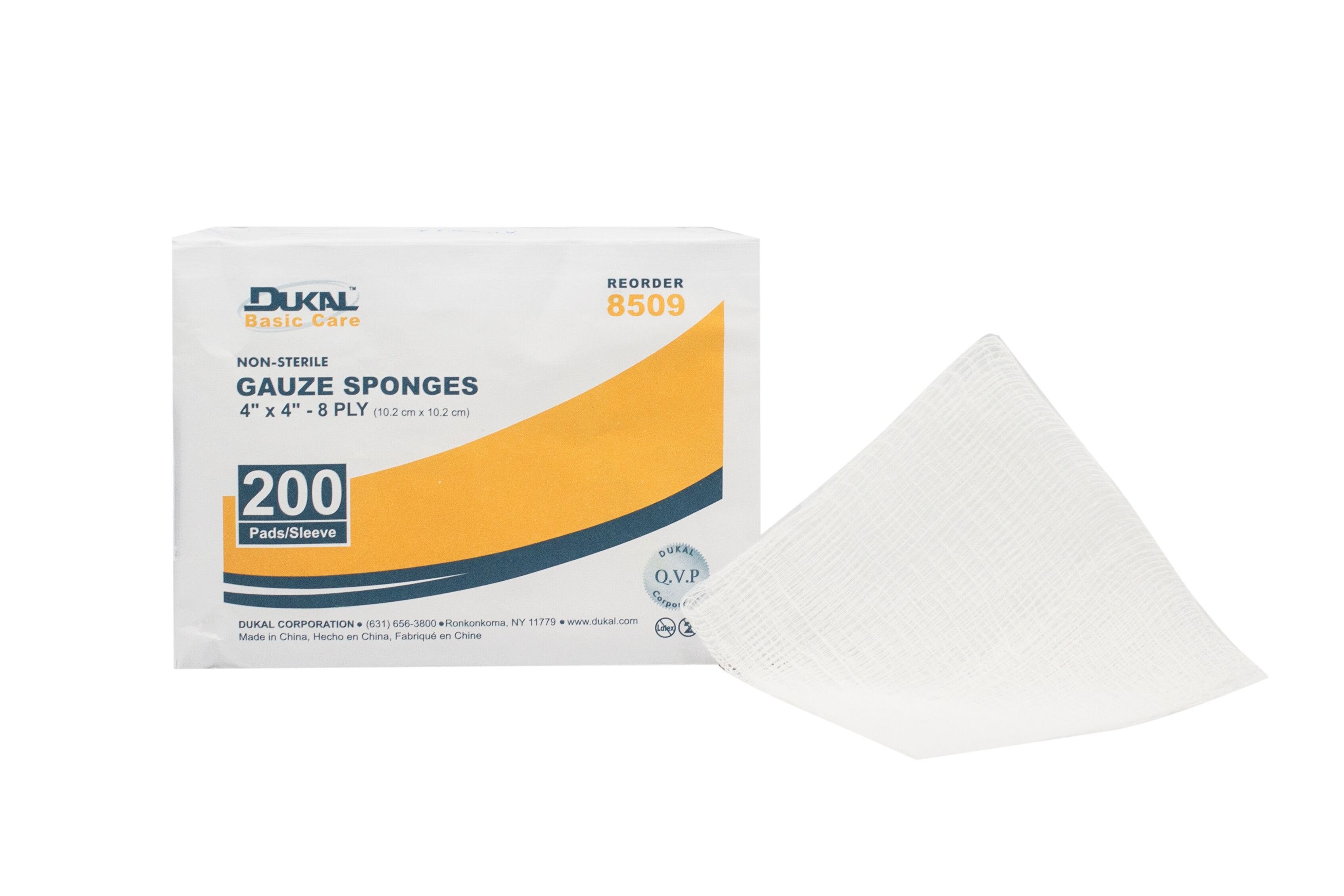 Basic Care Gauze Sponge 4 X 4 Inch 8-Ply NonSterile 200 per Pack (919336_BG) 200/BG