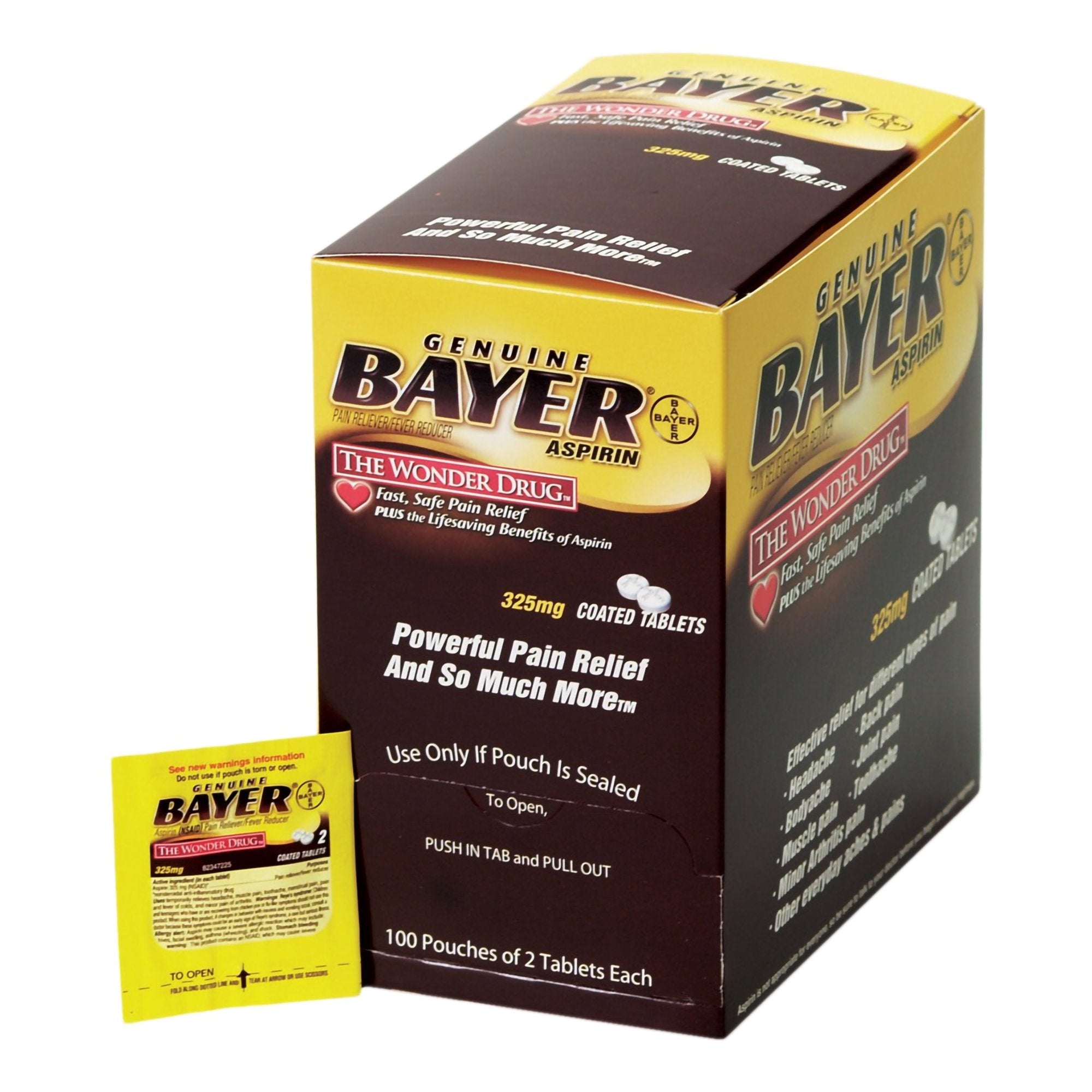 Bayer Pain Relief 325 mg Strength Aspirin Tablet 100 per Box (788108_BX) 200/BX