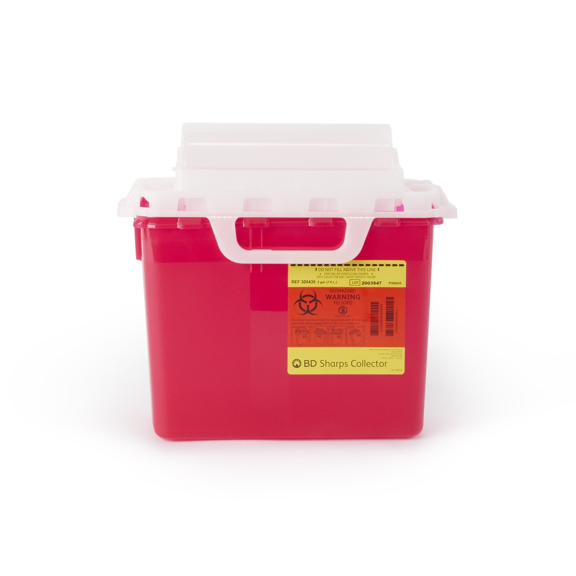 BD Sharps Container Red Base 12-1/2 H X 10-7/10 W X 6 D Inch Horizontal Entry 2 Gallon (326023_EA) 1/EA