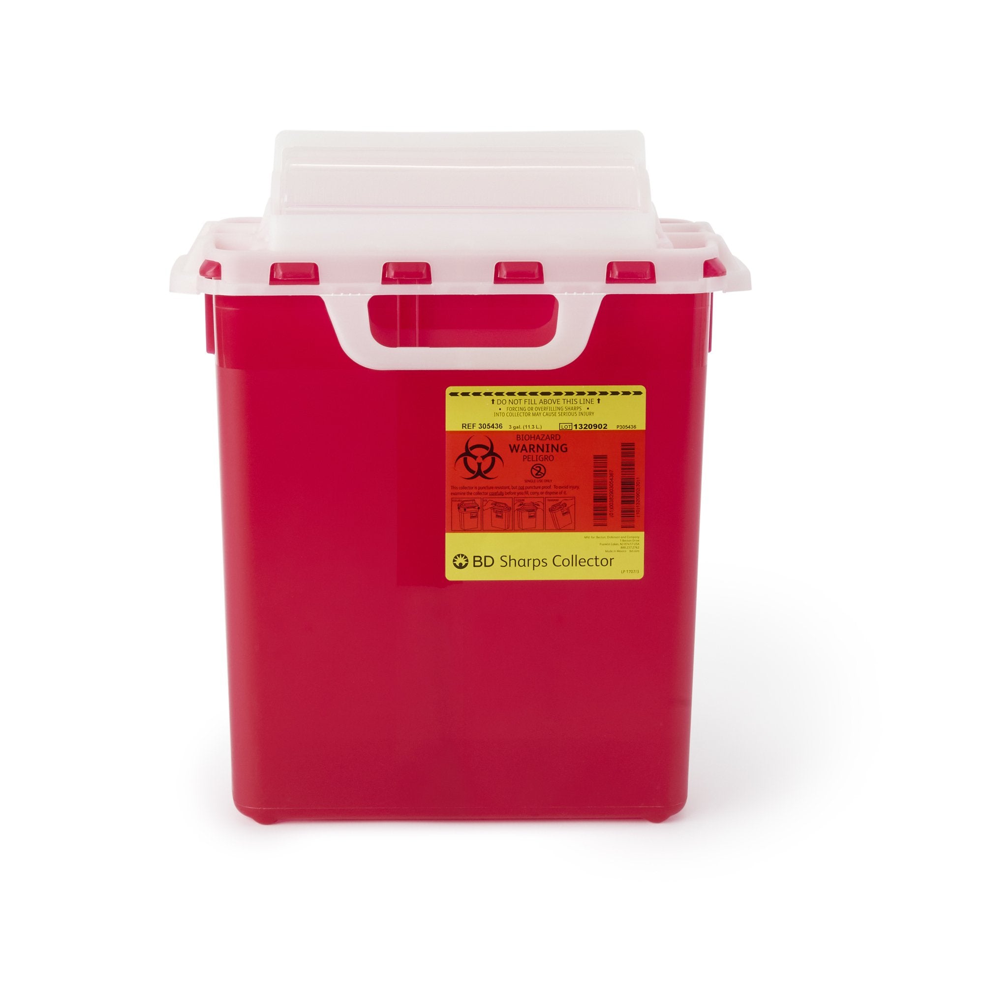 BD Sharps Container Red Base 16-3/5 H X 10-7/10 W X 6 D Inch Horizontal Entry 3 Gallon (328286_CS) 10/CS