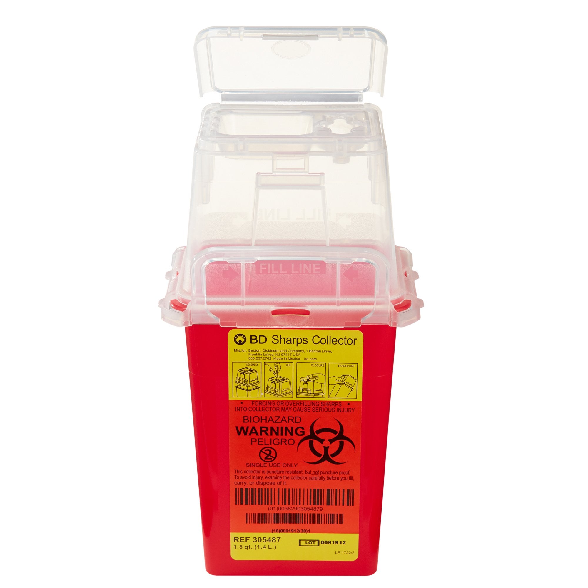BD Sharps Container Red Base 9 H X 4-1/2 W X 4 D Inch Vertical Entry 0.375 Gallon (140597_CS) 36/CS
